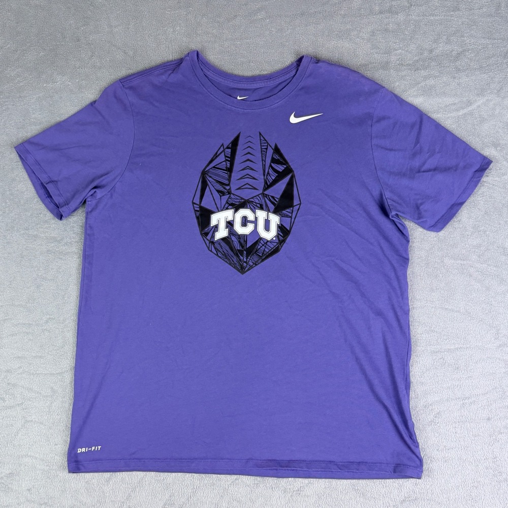 Nike TCU Horned Frogs Football Icon Logo Dri-Fit T-Shirt Purple XL 561416 NCAA‎